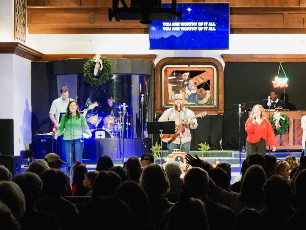 Church worship service at First Baptist Church-Mebane